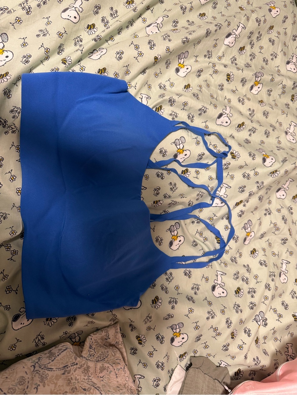 Seamless Blue Strappy Sports Bra - Women's Comfort Support